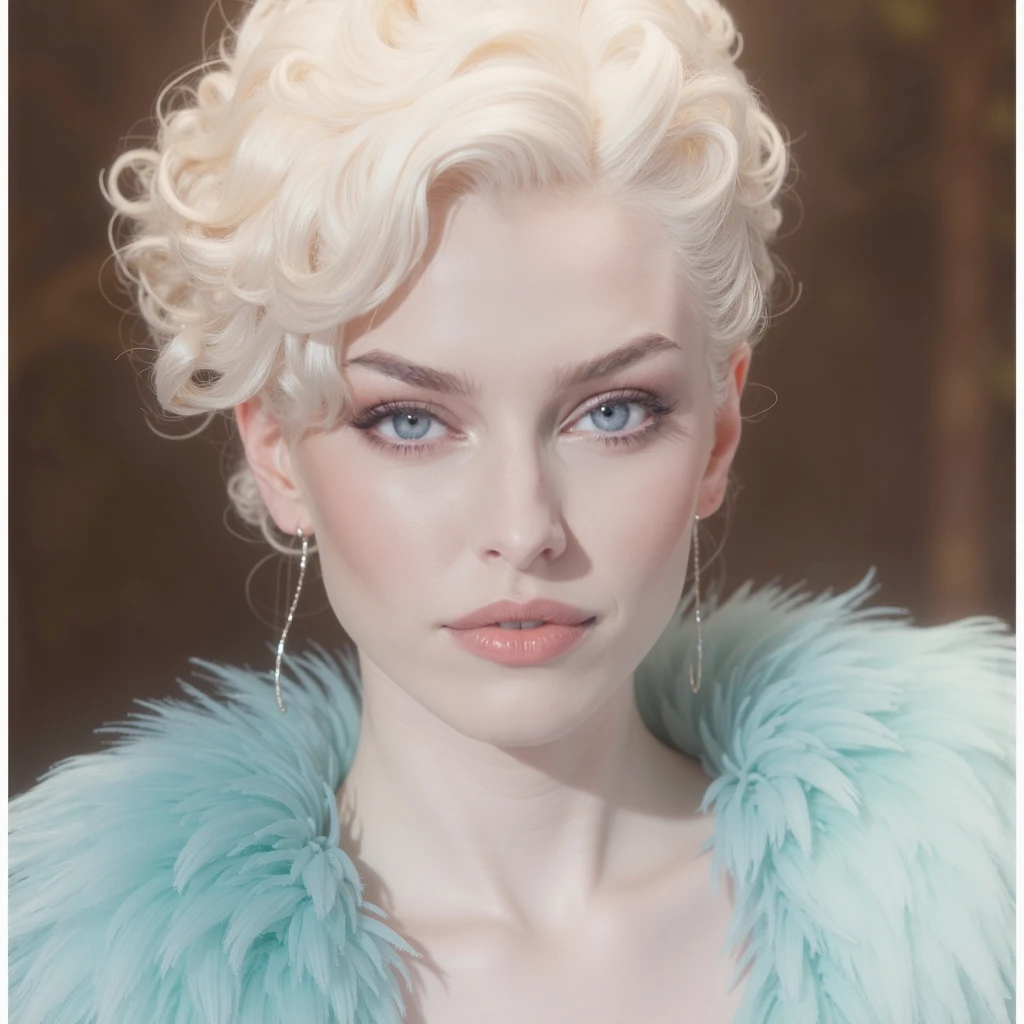 girl, 20 years old, (((elegant 1920s singer))), (((French ethnicity))), waterwave hairstyle, femme fatale, photorealism, highly detailed, ultra quality, cinematic lighting, realistic skin texture, (((white hair))) (feminine), ((alluring facial expression)), ((exquisitely detailed facial features)), ((perfect eyes)), 8k wallpaper, nikon, trending on Artstation, trending on CGSociety, (sensual), ((full lips)), (((slim waist))), (((wide hips))), (((purple eyes)))