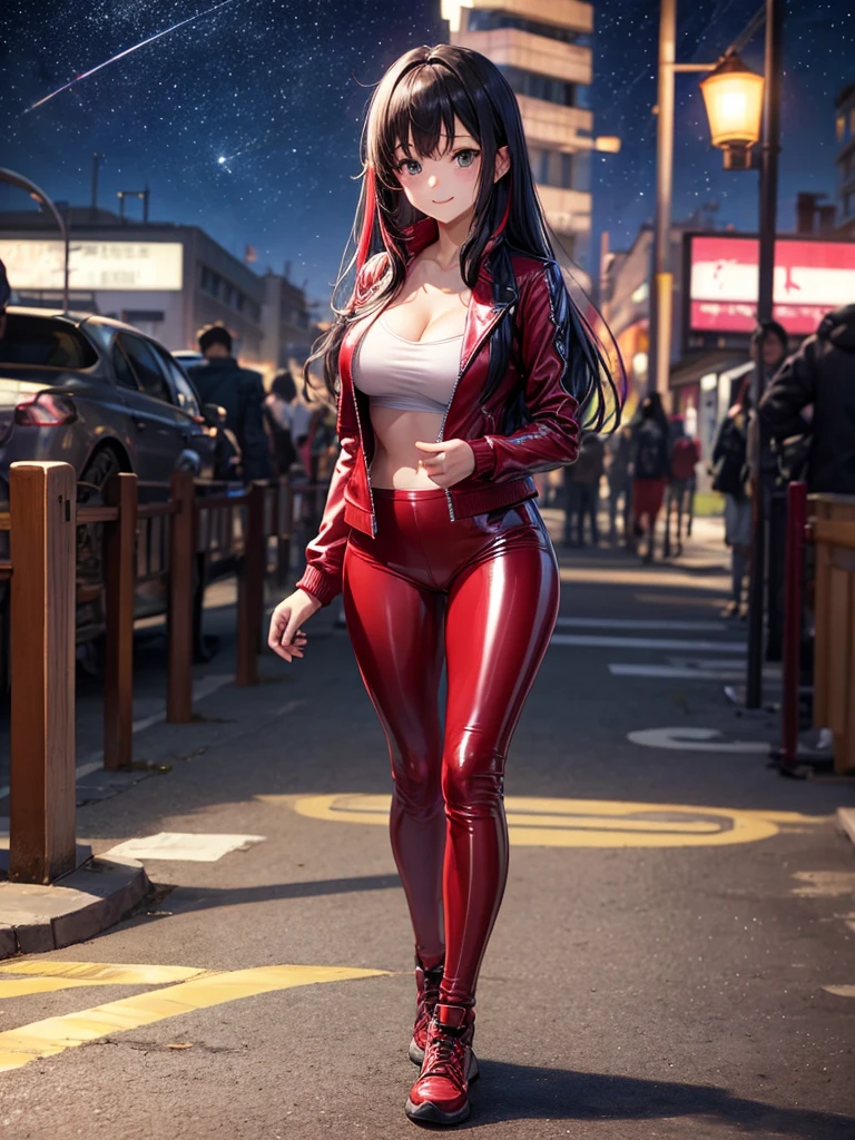 ((masterpiece)), ((best quality)), ((highres)), 1girl, solo, superhero, bare legs, (tight leotard: 1), hands on hip, city backdrop, knee boots, (perfect hands: 1)