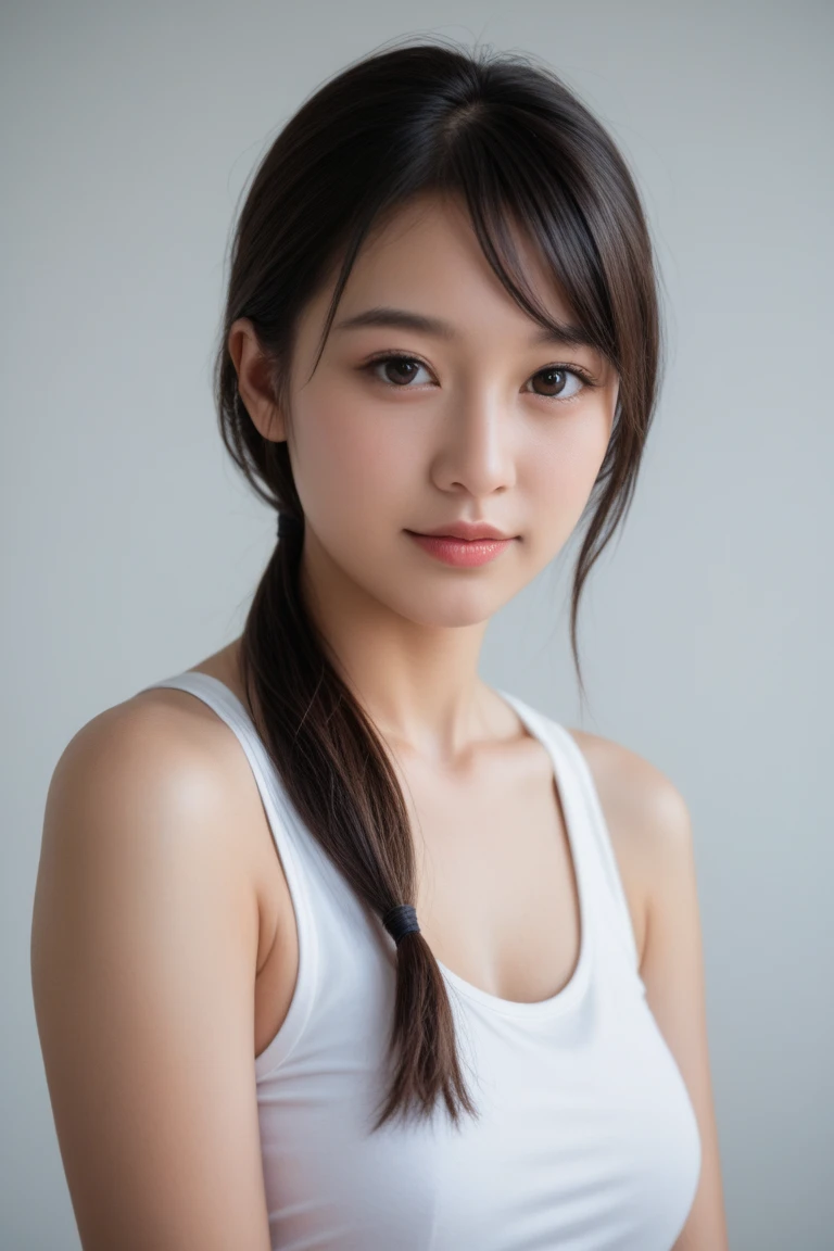 Sleeveless, ponytail, Japanese Girls, 8k, Legal Photography, Highest quality, masterpiece, Realistic, Photorealistic and highly detailed, One Girl, cute, The best smile, Beautiful Eyes, Long Hair, Perfect Face,
