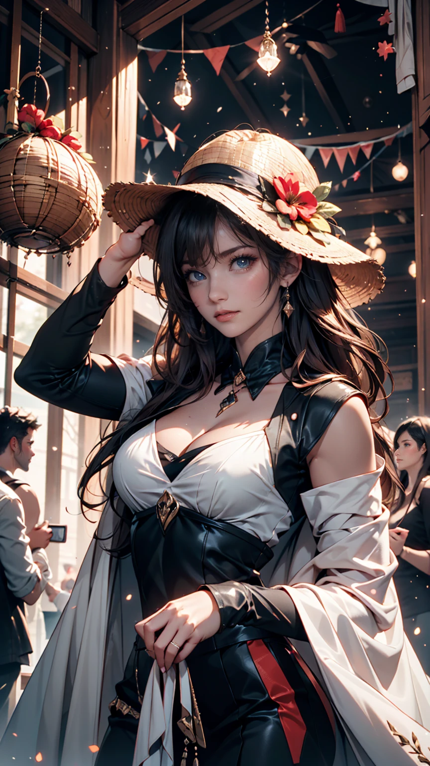 (masterpiece), (Artwork), (great work), (Detailed eyes), (Delicate skin), (heterochromatic eyes), (Multicolor), (Short white hair with bangs), (Sparkling eyes), (One girl) Wearing a witch hat, Ancient, old, Dressed in gorgeous medieval costume, masterpiece, Highest quality, Best Designer, Best illustrations