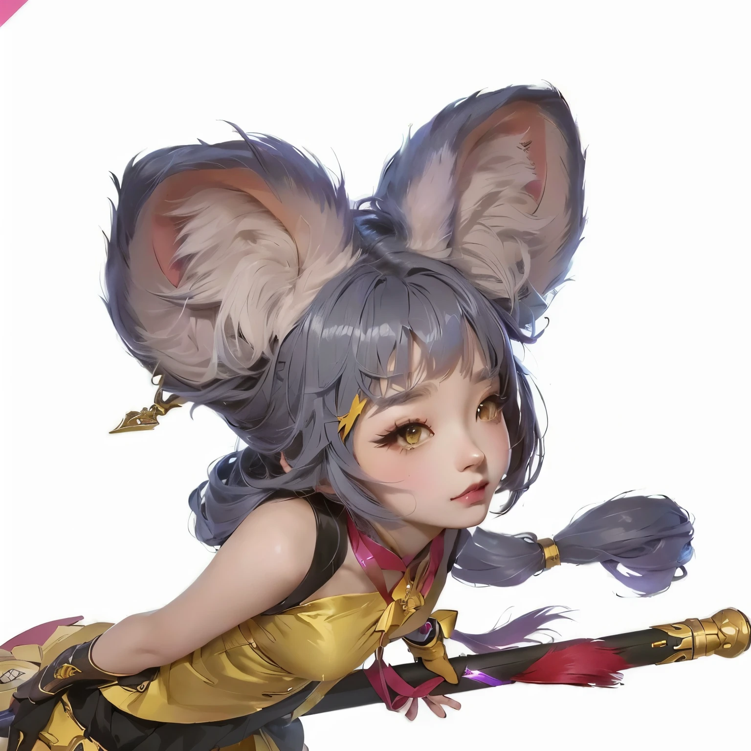 anime character with a cat ears and a tail holding a wand, guweiz, beautiful mouse - girl, artwork in the style of guweiz, maplestory mouse, wlop rossdraws, ahri, wlop and sakimichan, female furry mini cute style, cushart krenz key art feminine, yun ling, artgerm lau