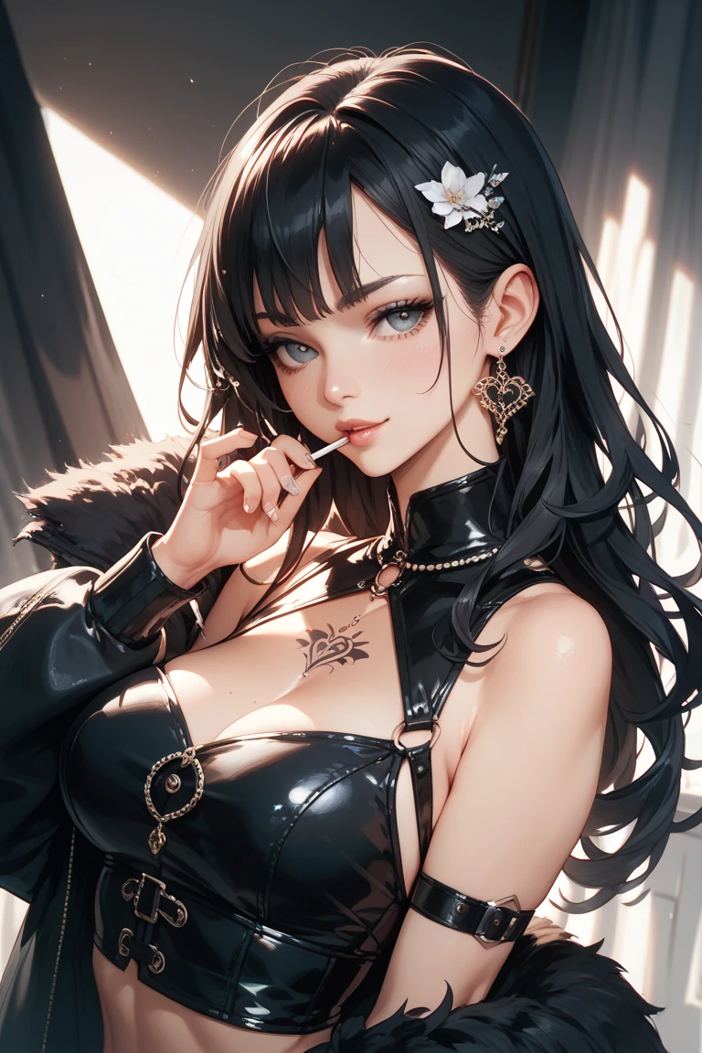 Close-up of a woman wearing black clothes and holding a bottle, Succubus in tight short dress, beautiful Succubus, Enchanting anime girl, Devil Anime Girl, Succubus, Naughty anime style, Anime Monster Girl, Anime girl in a black dress, On pixiv Top Rated, On pixiv, Naughty, mika kurai demon,