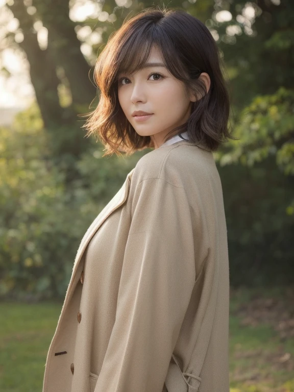Top quality, realistic, perfect human body structure, very detailed, very delicate and beautiful, RAW photography, professional lighting, luminescence, depth of field, single focal, full body, Skinny Japanese lady, 30 year old lady, brown hair, small head, beautiful eyes, real face, realistic skin, detailed eyes, (fashionable hairstyle:1.3), sexy pose, absurderes, Incredibly Ridiculous res, Extremely fine, Blouse