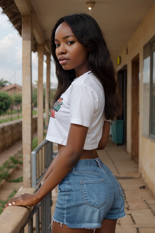 [zulu, dark skin:maasai, dark skin:0.33] 1girl, almond eyes, muscular, hip bone, rips, thigh gap, from behind, (nsfw, topless,  pajama pants:1.2), sunglasses, balcony, cityskyline in the background, instagram pose, (half asleep, half closed eyes:0.5), open mouth, a stunning intricate full color portrait, epic character composition, by ilya kuvshinov, alessio albi, nina masic, sharp focus on eyes, natural lighting, subsurface scattering, f2, 35mm, film grain