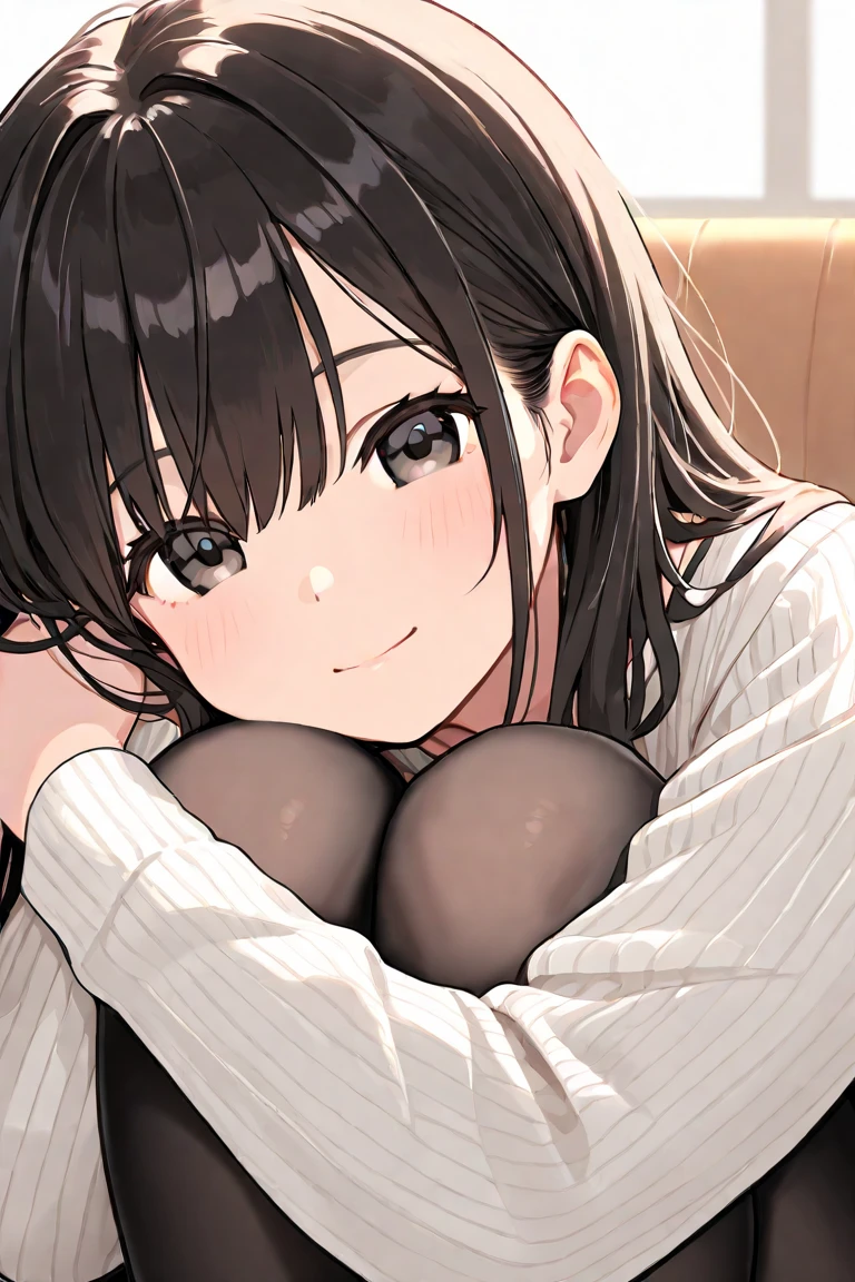 curled up woman。modern style。Crouch your head and close your eyes。