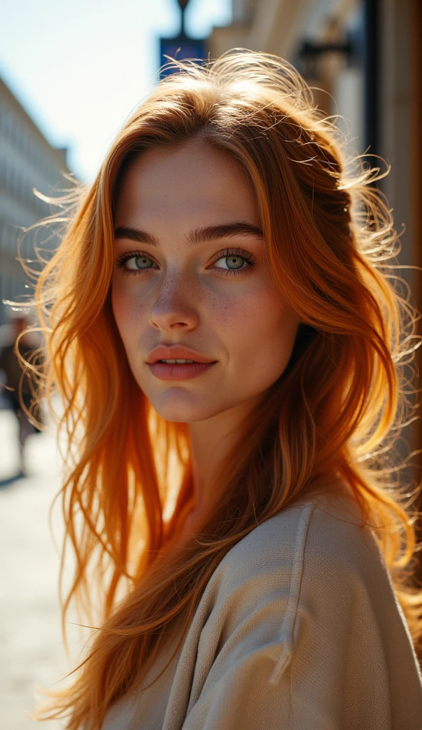 young woman,whole body,very detailed face, beautiful detailed eyes,light on face,Cinematic lighting,Looking at the viewer,on open air,Red hair, young woman в сексуальном красном белье, hugging a man