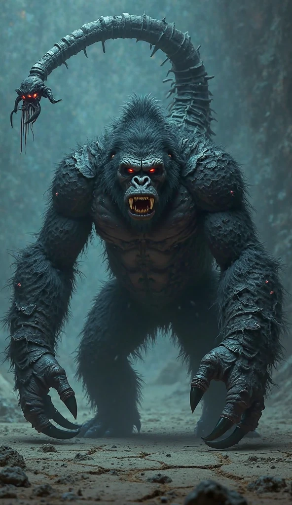 Angry Gorilla+ lion hybrid futuristic