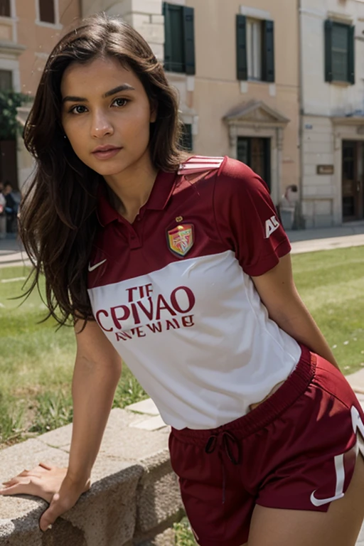 cute brunette girl nice body big tits with spain soccer jersey on realistig spain soccer jersey cute brunette