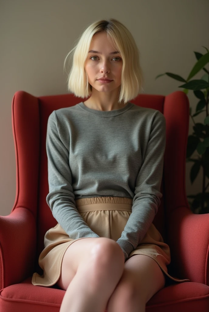((masterpiece)),((bestquality)),8k,high detailed,ultra-detailed, depth of field, wide angle,1girl, female focus, solo, beautiful face, Neutral Expression, Stylish Pose, ,real skin texture,front lighting,portrait, slim bodyshape,skinny,chiffon_skirt,beret,Walking,lifted by self,Auditorium,platinum blonde hair,medium hair,hair intakes,