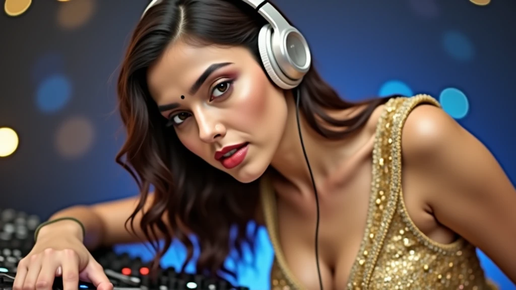 Default_A_mesmerizing_Indian_female_DJ_with_a_radiant_goldenbr_2