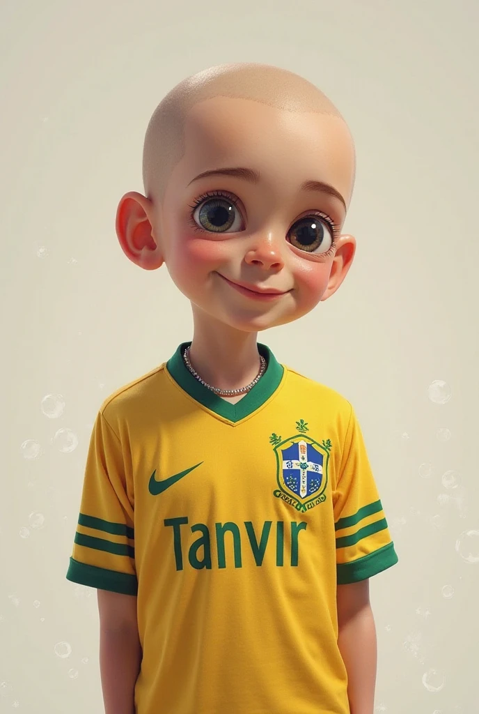 Garoto, estilo disney, tom de pele: branca:  Cabelo: marrom escuro, liso, ondulado e volumoso. camisa: do palmeiras. Fundo: Campo de futebol, sorrindo, feliz, (estilo pixar) (obra-prima:1.2) (bokeh) (melhor qualidade) (pele detalhada) (textura detalhada) (8k) (claymation) (cinematic lighthing) (foco nítido
