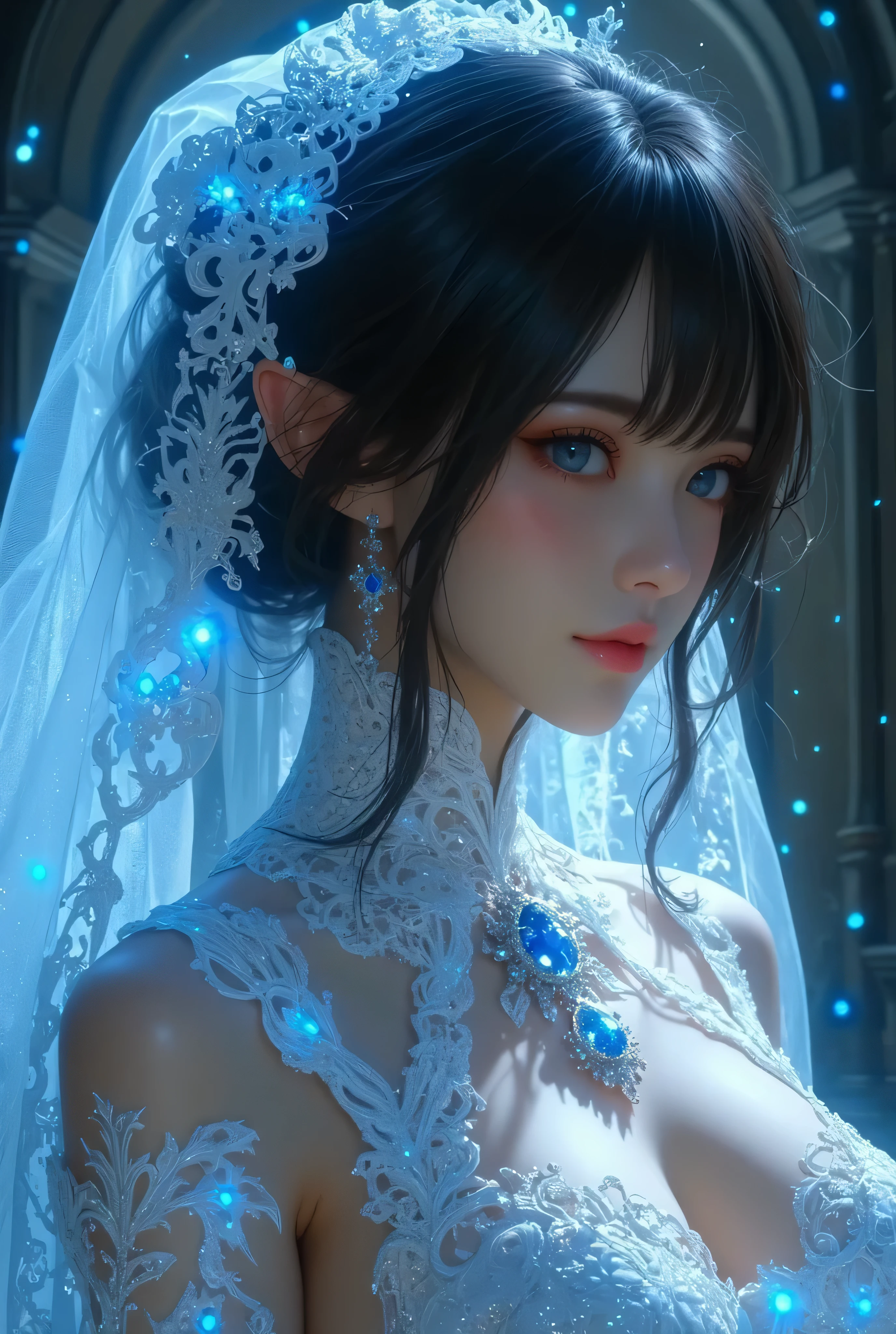 The prompt can be: "Female, environmental lighting, monochromatic background, beautiful detailed eyes, beautiful detailed lips, ultra-detailed, photorealistic:1.37, studio lighting, vivid colors, bokeh".# The mouth rises slightly#Keep your eyes on the camera#