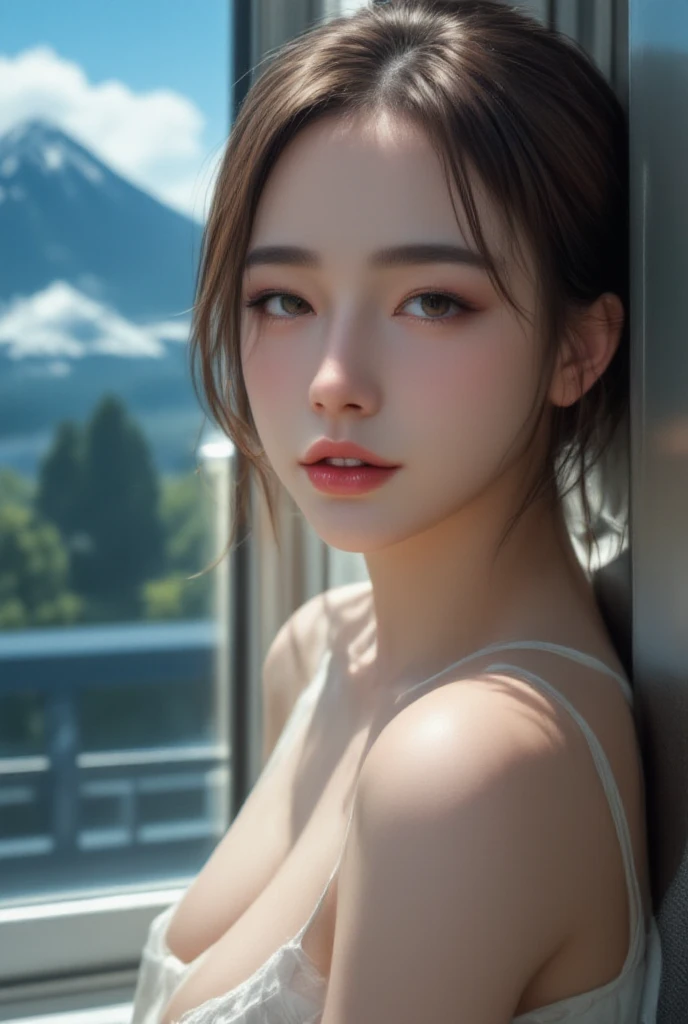 best qualtiy,tmasterpiece,超高分辨率,Realism 2.0,RAW photogr,1girll,deep shading,low tune,cold light,Beautiful scenery in the background,cropped shoulders,Tassel earrings,The figure is in the middle