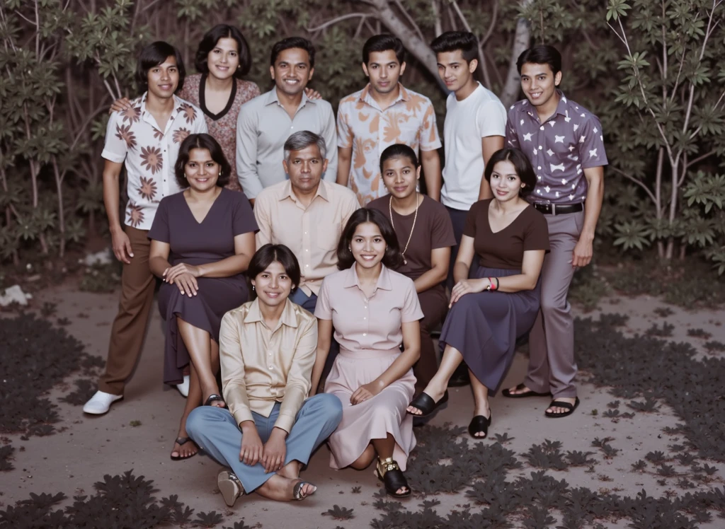 Big family picture. Young husband and wife with small children, along with parents who are in their 50s. Aesthetic picture of the whole family.