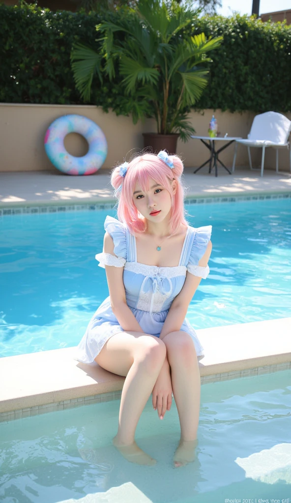 Best Quality, Face Focus, Soft light, 超A high resolution, (Photorealistic:1.4), Raw photo,Highlight the valley
Japan girls, Cute, (pupils on, Light in the eyes), Detailed beautiful face, (large boob),(High-resolution details of human skin texture),Frolic,Cute smile,Blue overalls
(pink hair in a ponytail)、Blue overalls、Pig ears、indecency、shinny skin、Cute smile、Bathing in the Jacuzzi outside、The whole body was soaked from the rain
Damask Shirt Dress,
(Portrait)