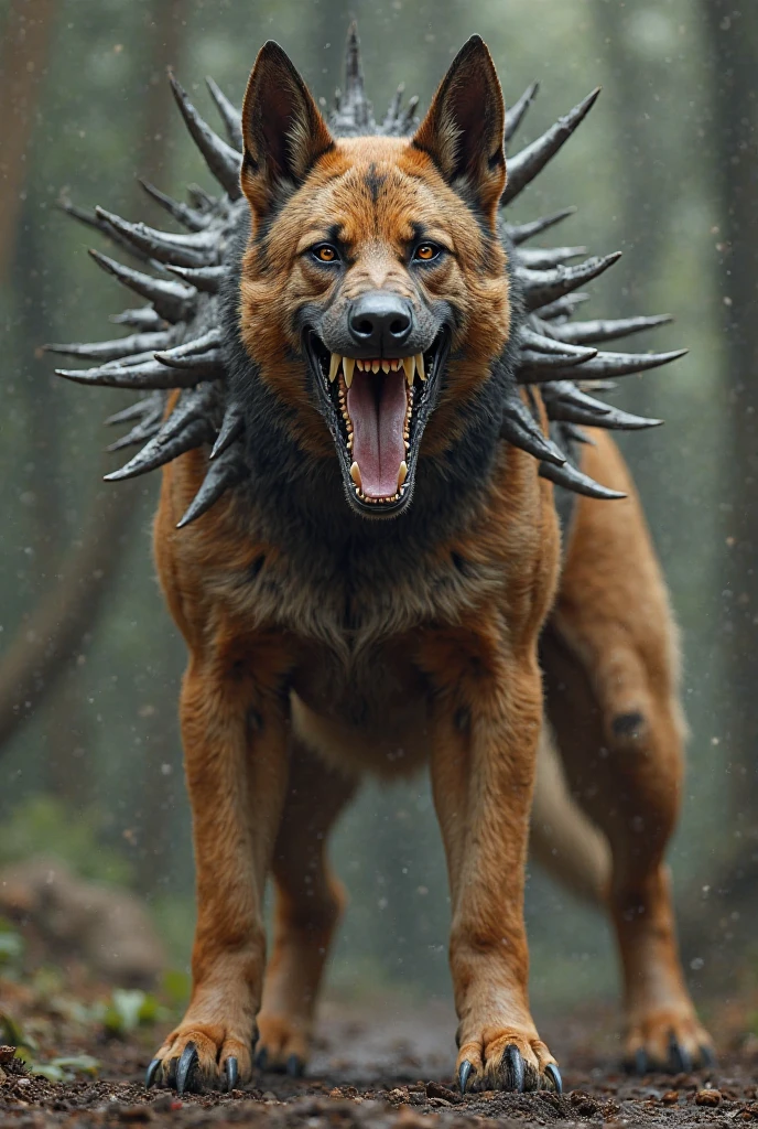 Angry drahthaar dog warrior, rage