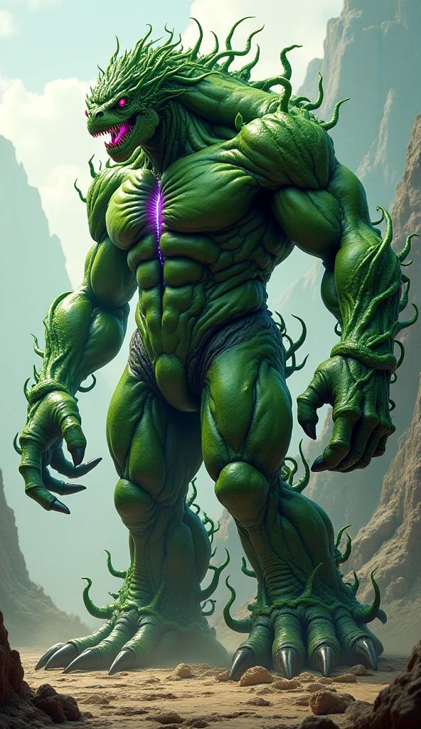 a close up of a green man with a beard and a beard, high detail iconic character, hulking, hulkish, hulk body type, colored zbrush render, muscular! green, artstation masterpiece, son goku as the incredible hulk, complete detailed body, airbrush render, hulk, extra detailed body, full body shot hyperdetailed