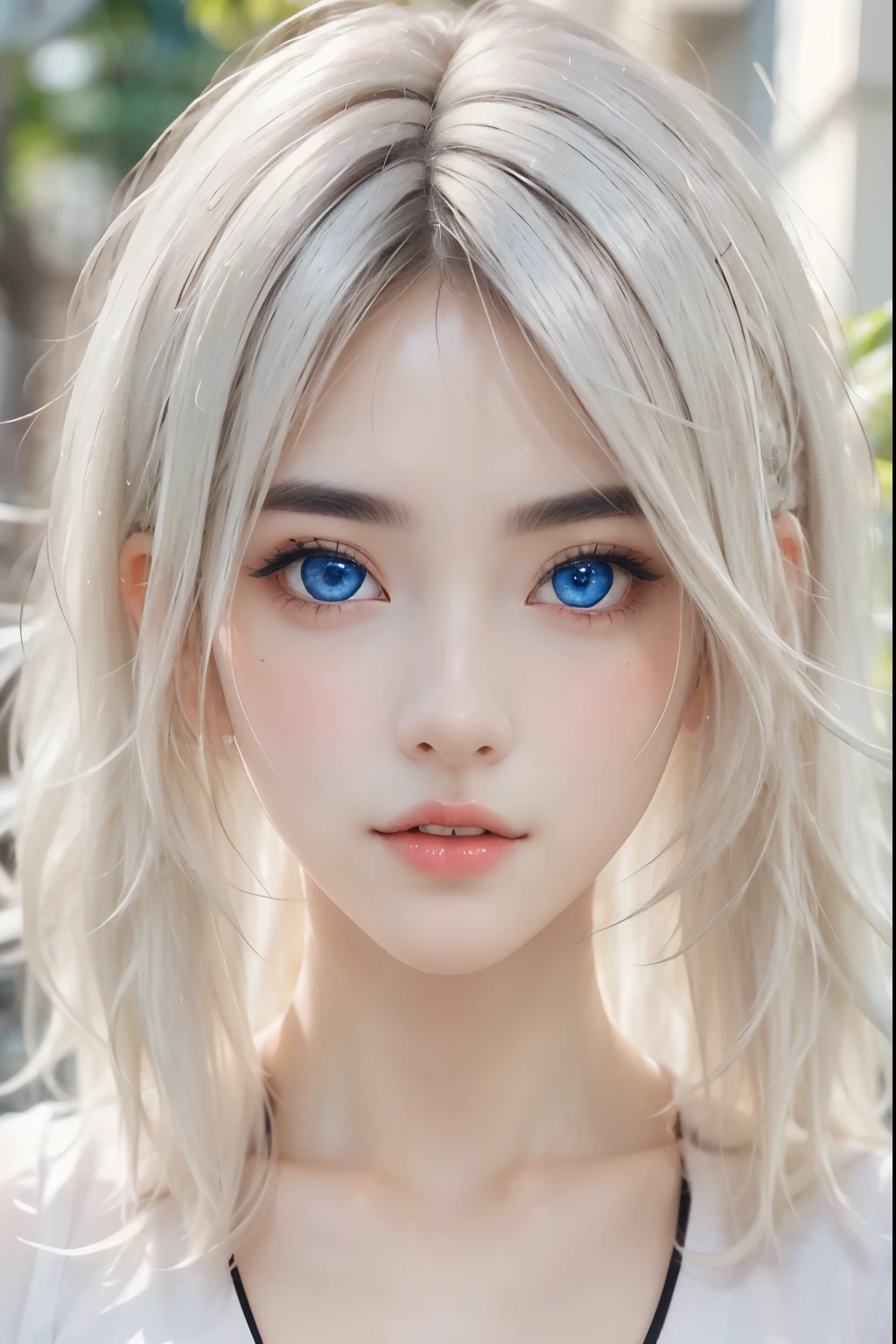 a woman with long blond hair and blue eyes posing for a photo, girl with perfect white hair, Beautiful blonde girl, White Beautiful Hair, Girl with white hair , beautiful model, beautiful model chica, very beautiful girl, long blond hair and big eyes , A woman with blond hair, a beautiful blonde , His hair is white, 🤤 portrait of a girl,