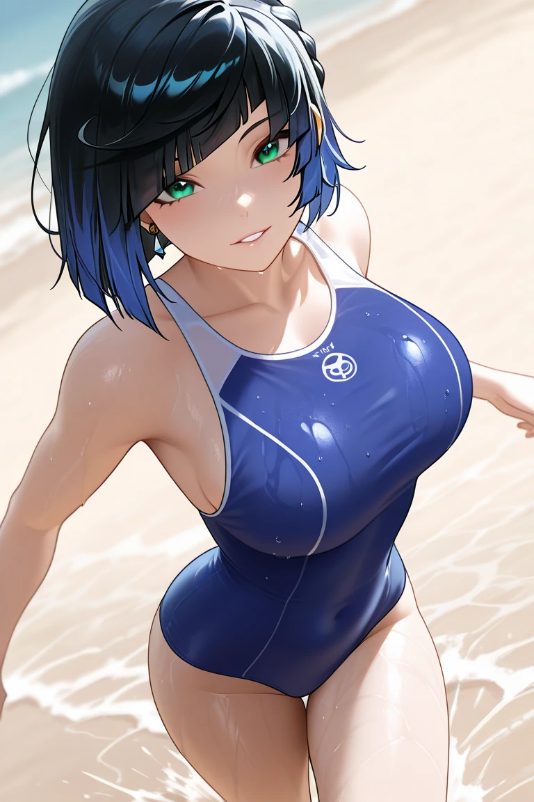 mastute piece,Best Quality,insanely detailed,8k cg,nsfw,
(shoot upper body:1.3),
(1girls:1.3),standing,looking at viewr,body in front,both arms behind back,(wetsuit:1.3),(bare breasts:1.1),(bare nipples:1.1),
break,
blush,shy,(ecstasy face),(trembling:1.2),break,(blue hair:1.2),
break,
perfect breasts,perfect teats,(open mouth:0.9),(large breasts:1.2),
(beach)、