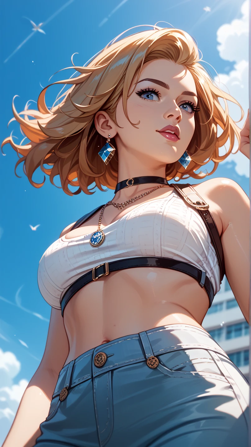 Masterpiece、最high quality、high quality、High definition、High resolution、High detail、Lens flare、Ray tracing method、high qualityの質感、high qualityの影、Beautiful details、Detailed and delicate、Detailed texture、Realistic facial expression、Realistic and colorful、Delicate、Cinematic Light、Side light、Sharp Focus、(1 woman:1.3)、(Intricate details、Makeup、Pure Eros Face_v1:0.5)、(Details Beautiful delicate face、Detailed beautiful delicate eyes、Perfect Facial Proportions、Detailed skin、Charm)、fancy hairstyles、Beautiful bangs、(Two-tone gradient hair color)、slender、(Upturned beautiful breasts)、Raise your arm and make a peace sign、Detailed crotch、Female juice、(Experiencing the best orgasm)、Light-colored V-cut、Light-colored thong、Thigh mini skirt、Low-rise mini skirt、Front-button short-sleeve shirt、Crop top、The wind blows and sways、 roll up