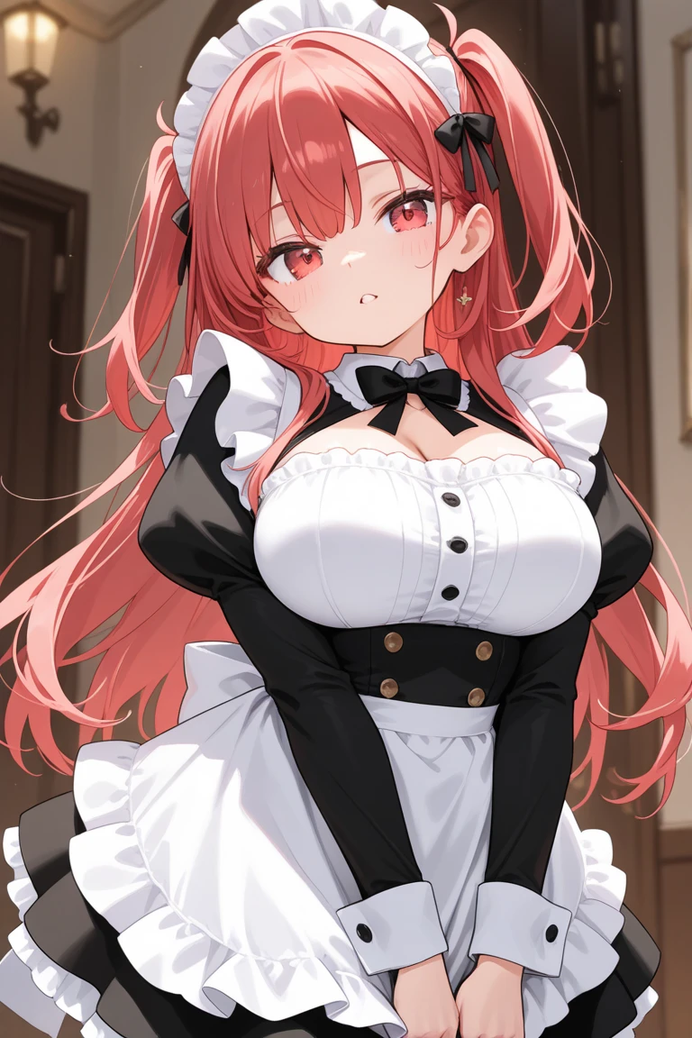 (Close-up:1.4)、(RAW shooting:1.2)、(photorealistic:1.4)、(masterpiece:1.3)、(highest quality:1.4)、solo、7 head and body、(slender and beautiful girl)、cute、(Medium chest:1.2)、(cleavage)、(erect nipples:1.2)、(full body shot)、8K、(muste piece:1.2)、(ribbon、flare skirt、knee high socks:1.3)、view audience、blush、ribbonボンデージ、(beautiful hands)、(beautiful thighs)、(twin tails:1.2)、(maid:1.3)、(sexy pose:1.2)、cute系、ancient city、(perfect anatomy:1.2)、