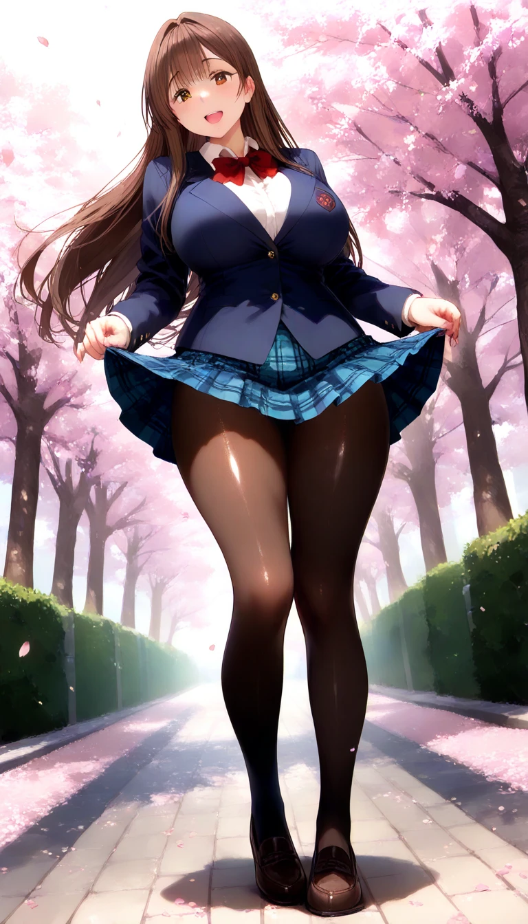 masutepiece, Best Quality, (Very detailed CG Unity 8K wallpaper) (Best Quality), (Best Illustration), (Best Shadows), Miku Nakano, Brown hair, Blue eyes, classroom, Beautiful detailed eyes, looking at viewer,((Blue Cardigan)),((very short green pleated miniskirt)),((Black pantyhose)),happy smile,pigeon toed, skirt lift by myself,full-face blush, showing panties