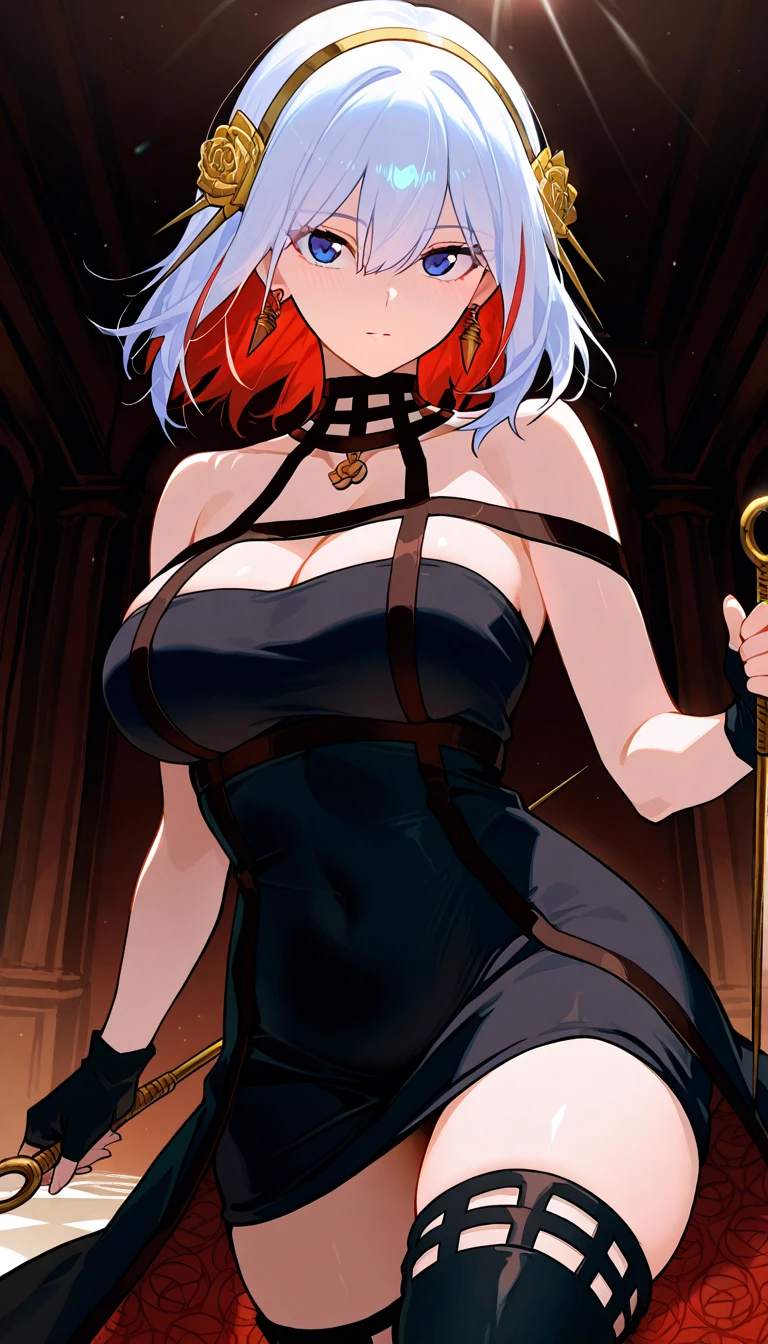 bondage girl,smirking smile red blush,torn apart,chain leash,Behind the hand, Kneeling,shackleDSM,high ponytails