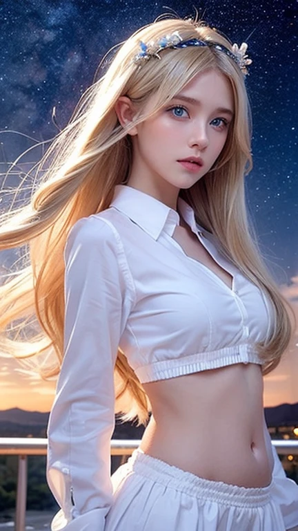 masterpiece, best quality, cinematic photo, anatomically correct,
digital artwork illustration ,
innocent 20yo woman, pale skin,
polish,
pronounced feminine features,
(stretching),
t-shirt,
straight blonde hair,
large breasts,
(cosmic background),
dark illustration style,
(8k, dynamic composition, photorealistic, sharp focus), elaborate background, cinematic, rule of thirds,
backlight,
film grain,
intricate details,
fine details,