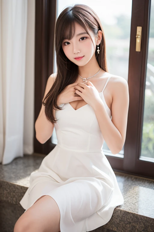 best quality, detailed, beautiful, insanely detailed, absurdres,perfect anatomy,
Japanese female,black hair,27 years old,
(slender),
(small breasts best quality), (full body shot),
palace, laughing, chair,sitting in a chair, arms crossed, single braid, (revealing white party dress:1.2), (A gorgeous room in an ancient castle:1.1),low angle shot, (warm lighting:1.2)