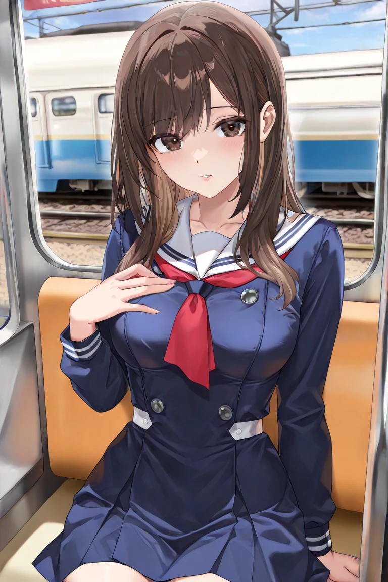 high-level image quality、girl with、train、srestrained、vibrator、