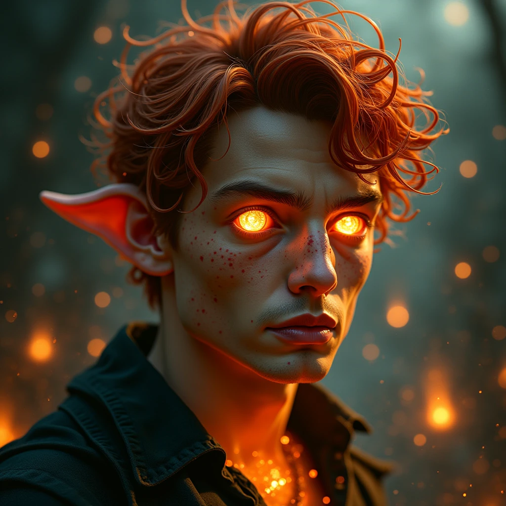 Alien with a male appearance
Bright blood red hair
Very bright pink eyes
Bright white scaly skin
Very handsome male fairy