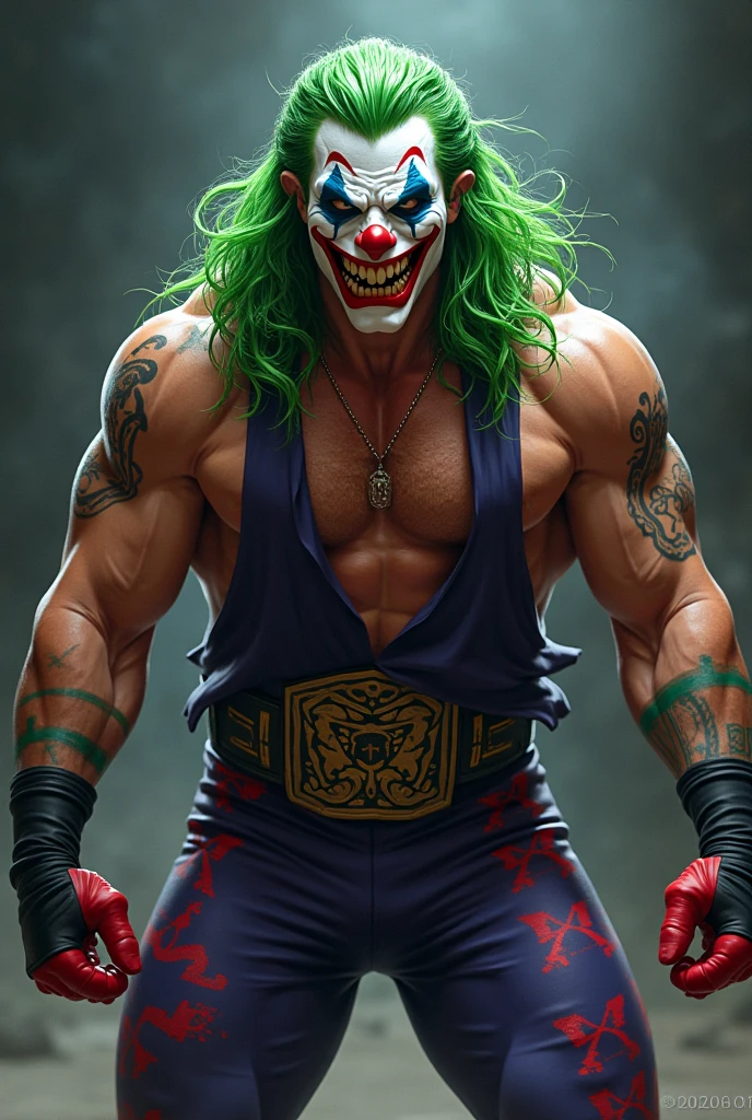 (8k, RAW photo, best quality, masterpiece:1.2), ultra detailed, official art, photo-realistic:1.37, upper body shot, DC Joker, film grain, action pose