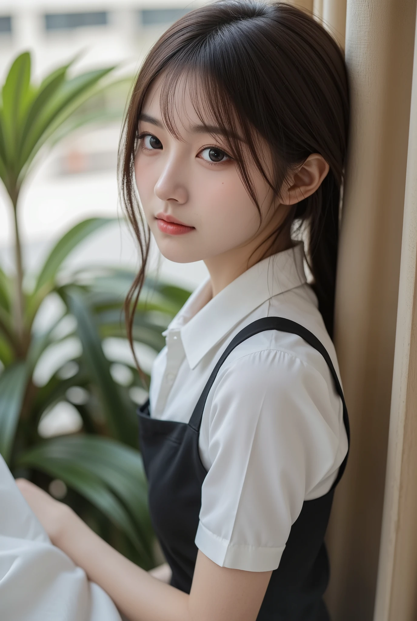 、sunlight、(8K, RAW Photos, 最high quality, masterpiece: 1.2), (Realistic, photoRealistic: 1.37), 1 A woman in a waitress uniform standing on the sidewalk, ,Age 25、 Professional Lighting, 10 head and body,Photon Mapping, , Ukrainian women, Torn, 、, Incredibly beautiful face、Small face、Playmate proportions、Delivery staff、、,At a fast food restaurant,Carrying tableware、 masterpiece, 最high quality, high quality, High resolution, big , (Face close-up),working at a restaurant、Hair is tied、Updo、Please tie your hair tightly、Slicked back hair、The ultimate revealing outfit、Uncontrollable orgasm、、、 search of pleasure、Ahan、