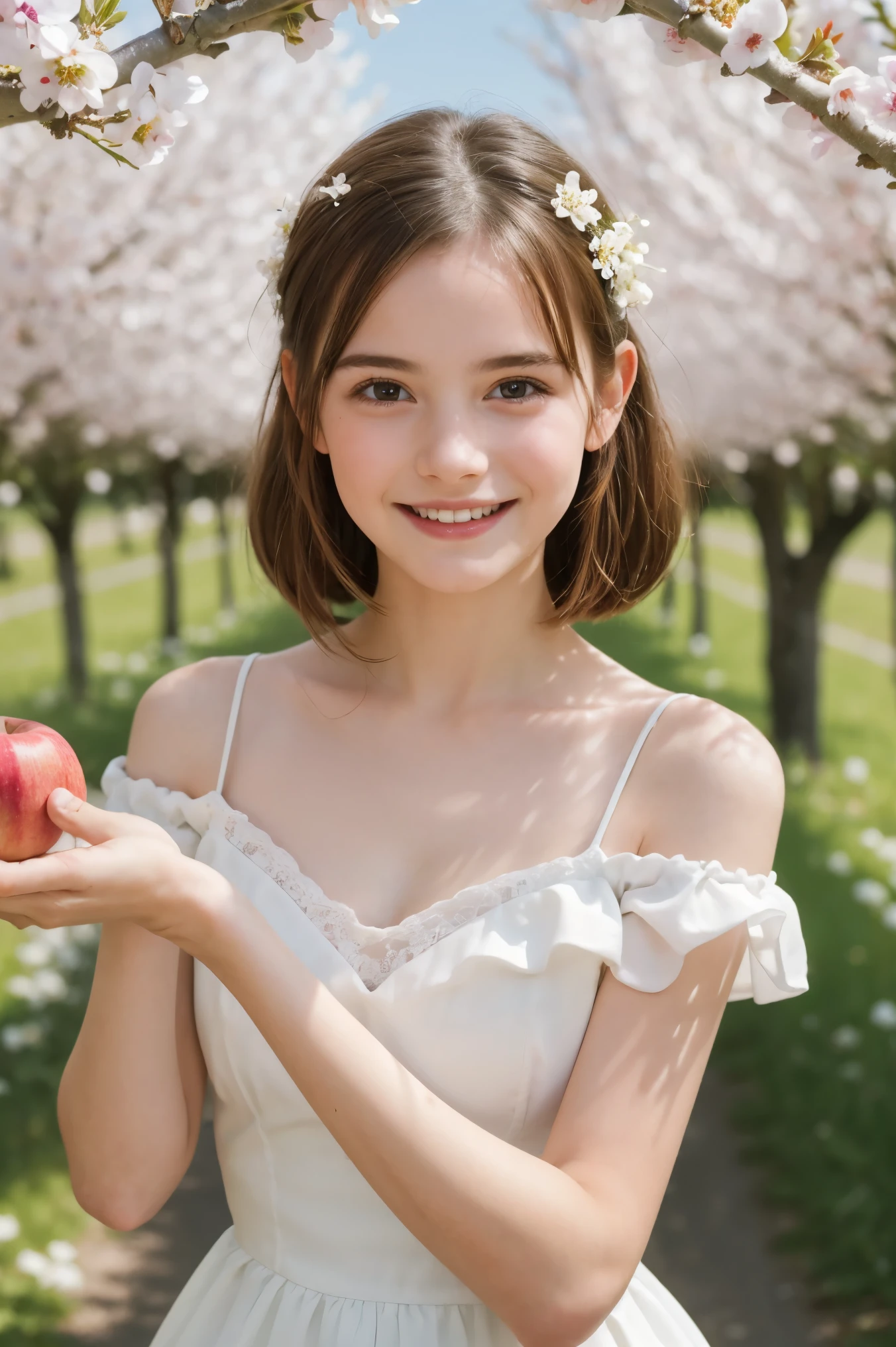 Emma Watson,red balloon,portrait,watercolor,pastel colors,soft lighting,freckles,flowing hair,traditional dress,lush garden,bright smile,vibrant,painting details,high resolution,bokeh