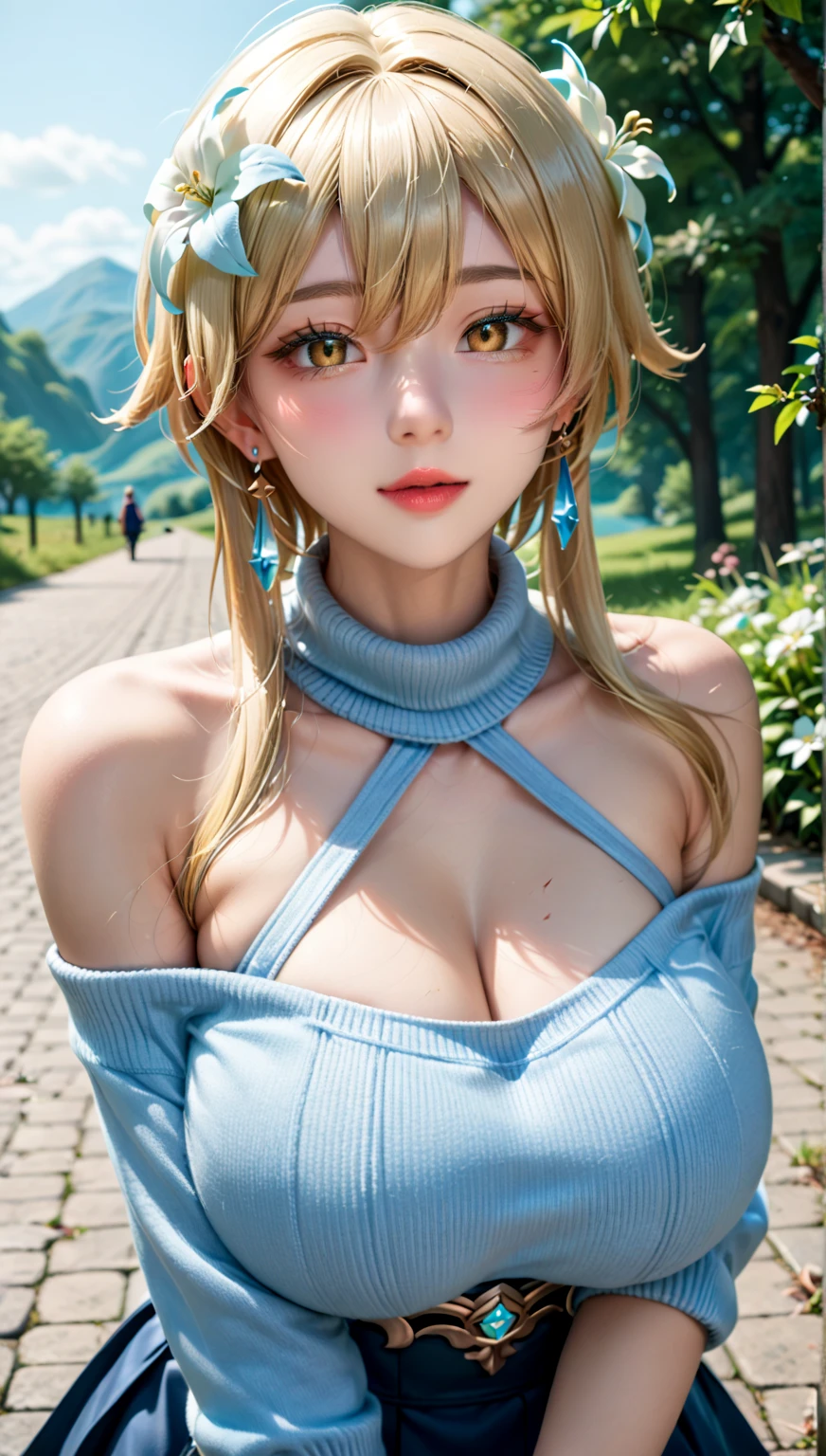 (msterpiece:1.3), (8k, RAW photo, best quality: 1.4), beautiful face, beautiful hairstyle, beautiful detailed eyes, beautiful skin, absurdres, attractive, ultra high res, highly detailed,NSFW, 3 girls in abandoned underground basement, big breast,facial close up,necklace,arms behind back,evil smile,knife,light long hair, ultra detailed skin,Heavy makeup, flower hairpin, naked,colorful patterned JK, dirty ground,lying on a rock,bondage,dirty rock,half body,
