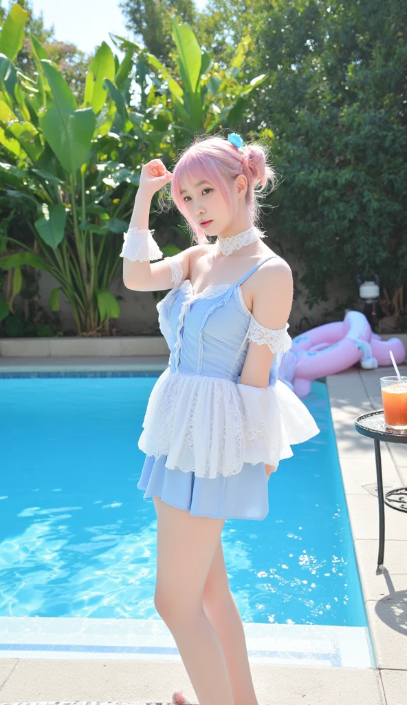 Lora 1 girl white hair left eye blue right eye red