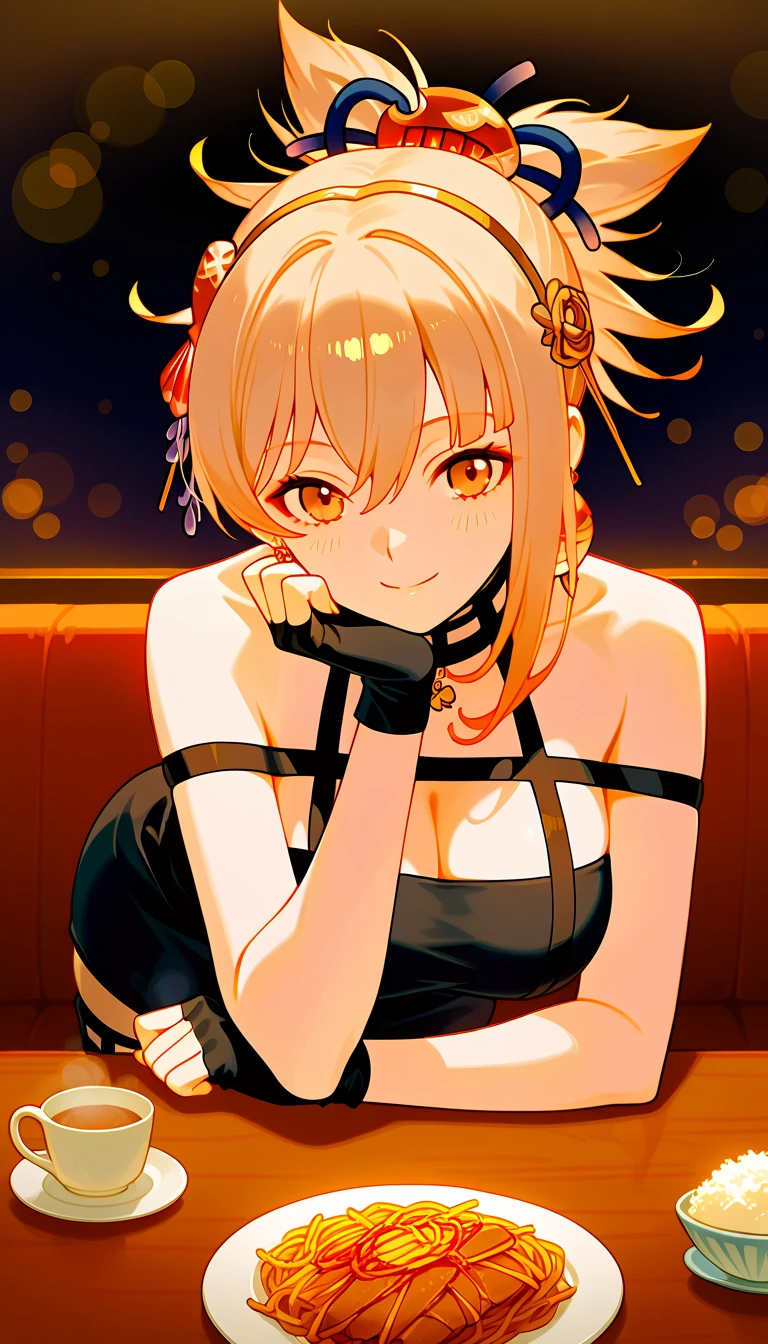 masterpiece, Highest quality, High resolution, HS1, Red eyes, Yellow Eyes, Side Ponytail, x Hair accessories,Pink is good,Hair Ribbon,Bunny girl,Bunny Ears,casino