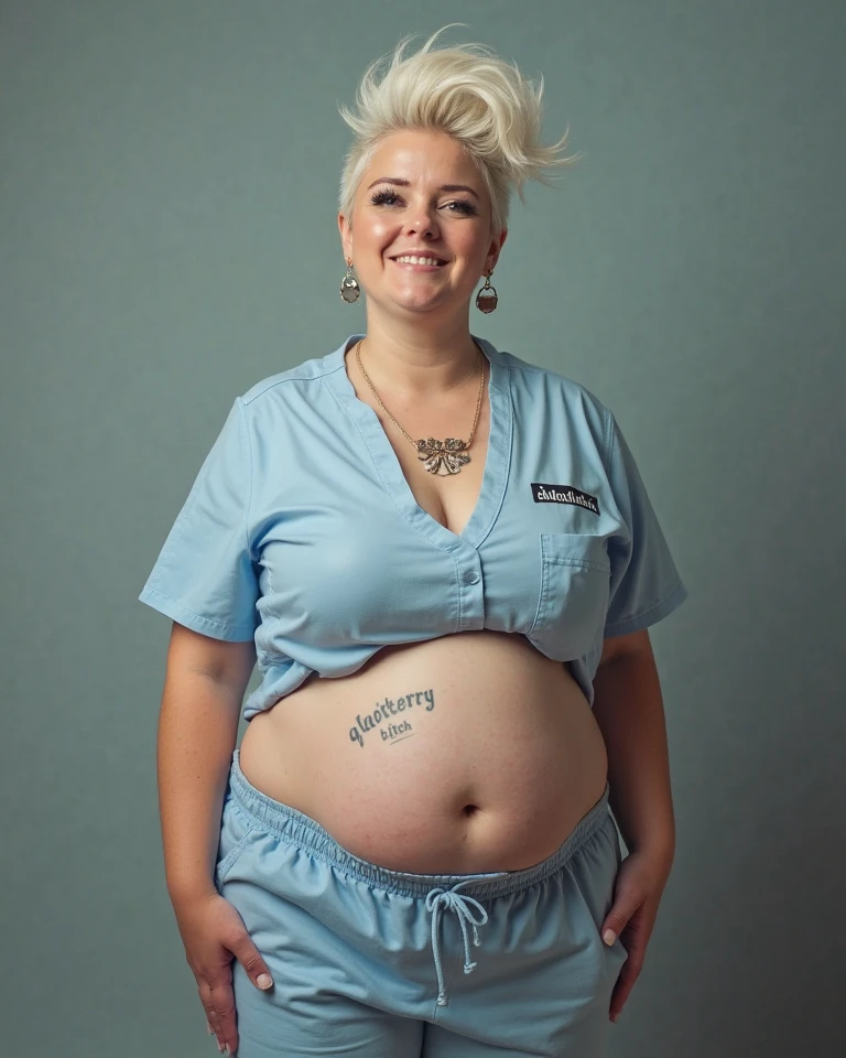 Extremely pregnant young punk woman