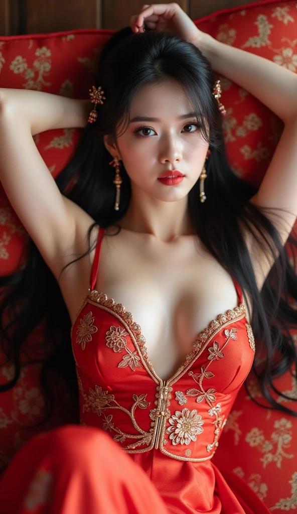 (NSFW)((Best image quality、Highest quality、Highest Resolution、Ultra-realistic photos、Full body photo、masterpiece、Full body photo、Photo from above、真Photo from above、Super Real、Head to toe photos、Photo taken from about 4 meters away:1.4))、A beautiful mother in her 40s dressed in a shrine maiden outfit、Both arms、2 Foot、(Spread your legs、Touching the female genitals、Female genitalia get wet:1.6)、(Huge boobs、Big Boobs、Breasts with cleavage、neat and large areolas,、neat and big nipples:1.3)、Red Hakama、((Lie on your back on a white futon:1.3))、(Close ~ eyes、Open your mouth wide、Thick lips、Red lips、Dye cheeks red、Sweating:1.4)、(Surprisingly long black hair is very beautiful、Hair length: about 10 meters、Beautiful, well-groomed black hair、Very large amounts of hair、Big messy hair、Super long black hair that emphasizes feminine sexiness、Shiny beautiful hair、World Long Hair Contest Winner、The longest black hair in the world、Hair longer than Rapunzel、Very large amounts of hair、My hair is so clean after shampooing every day、Hair smells like roses、I have very long black hair、My charm is、I have very long black hair、My very long black hair is fanned out.、Silky black hair flowing from shoulders to the floor、Her long hair is spread out on the futon and spills out.:1.4)
