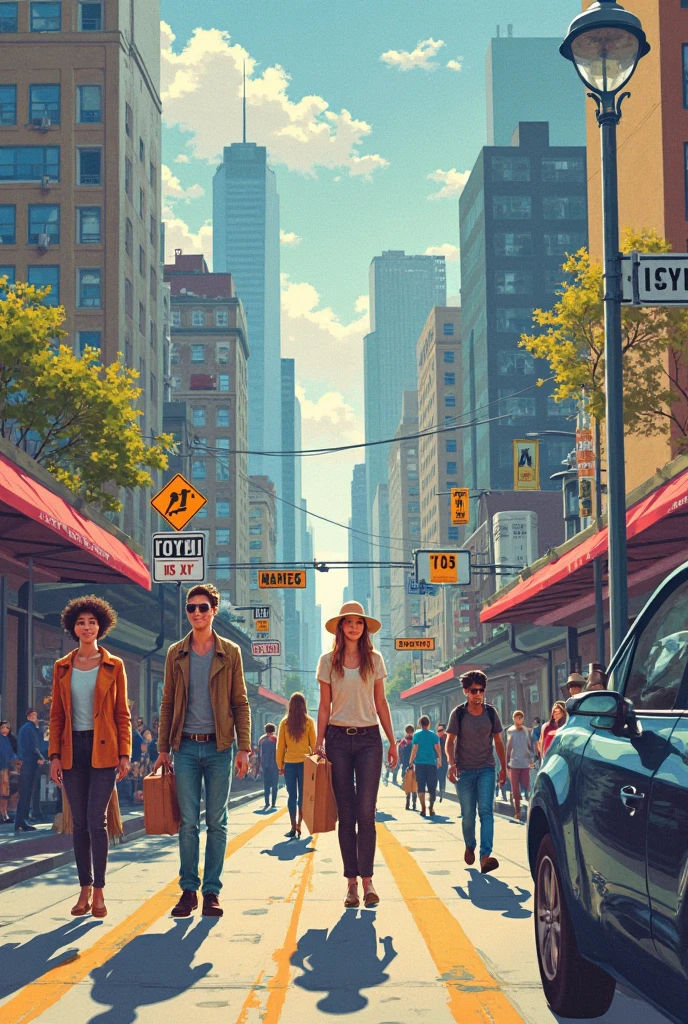 there are many people walking down the street at night, in style of digital painting, in style of digital illustration, night life, people in the streets, on a street at night, drawn with photoshop, posterized color, people at night, night time scene, people on the streets, street night, stylised painting, in city street at night, stylized digital illustration