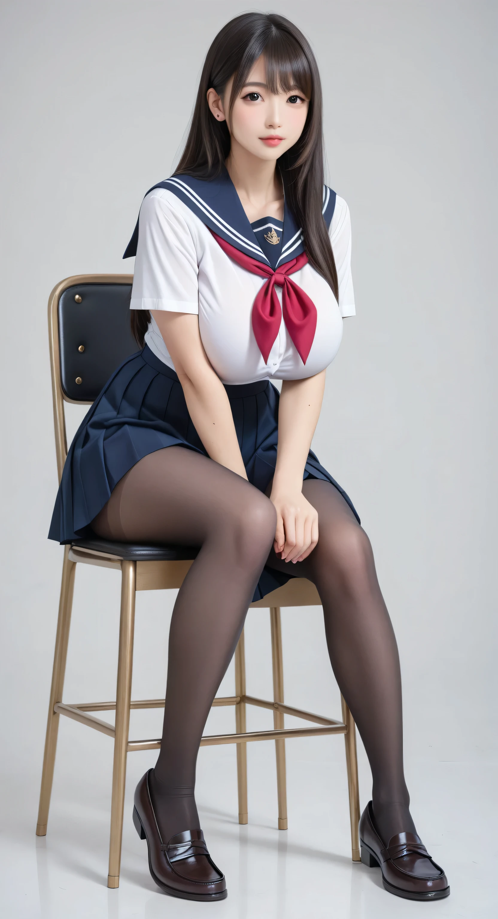 (8K、RAW Photos、Highest quality、masterpiece:1.2)、(Realistic、Realistic)、1 Girl、((Sailor Moon Costume:1.2、Thin legs、whole body、View from the front、smile、Looking into the camera、Sit on a chair))、cute
