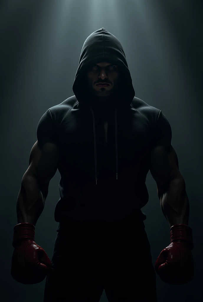 a dark shadow figure of an MMA fighter with the words "MMA monsta" written write in fromt of his chest