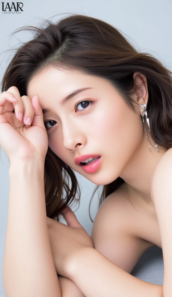 Dark brown hair、Light brown eyes、Japanese actress、 Lady、I am about 40 years old..、(Intricate details:1.2)、(Which one is on top??:1.4)、 (Ultra-high resolution:1.2)、Ultra-high resolution、(Finely tuned)、(Detailed facial features)、Hmph、8K resolution、D cup size breasts、Long Hair、Blocks sunlight and shade、A balcony with a resort feel、Pink flowers are decorated in the background、Pink flowers blooming in a resort area、Decorate your ears with deep pink flowers、white wall、white floor、Full body photo、Head to toe shot、Beautiful legs、white　One piece with a wide open back、Blackpink Jenny　私 took this photo with the image of、Beautiful legs、she, Fashion Hub, Extreme Detail, Very detailed, Realistic, Hourglass-shaped body, Obscene pose、Lift your chin a little、Please open your mouth a little、Poses that make you feel weak、Are crying、Deep sorrow、Leaning against a wall、