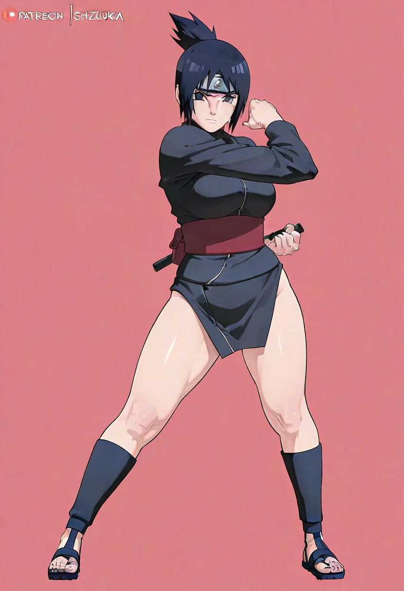 art by kipteitei, 1girl, dark green hair , straight hair, maki zen’in from the anime jujutsu kaisen, chubby, belly, pretty face, nose, lips, beautiful eyes, (best quality, masterpiece, 4k, sharp focus), professional photograph, sharp focus, dramatic, award winning, cinematic lighting, octane render, unreal engine, volumetrics dtx, anime style,