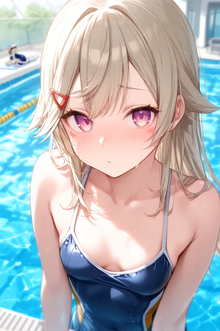 masterpiece, best quality,ultra detail, <lora:anmnr01:0.3> <lora:add_detail:0.5>,<lora:GoodHands-vanilla:0.8>,girl,black ponytail,blush,nightpool,large breasts,red bikini, <lora:nightpool-v1.0:0.7>,cover the water surface many colorful small balls