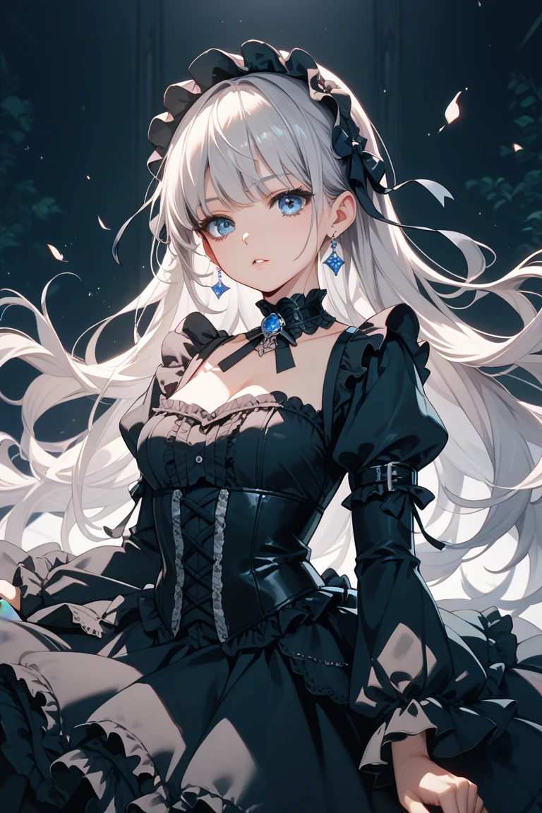 a domineering elegant woman, beautiful detailed eyes, beautiful detailed lips, extremely detailed face and skin, flawless porcelain skin, piercing gaze, elegant updo hairstyle, black dress, confident pose, dramatic chiaroscuro lighting, cinematic composition, dark and moody atmosphere, realistic digital art, photorealistic, hyper detailed, masterpiece