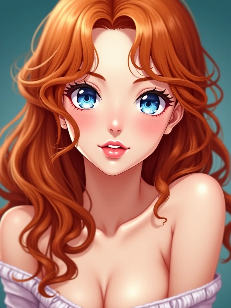 1 Girl, 2, (bright red hair: 1.3), shoulder length hair, freckles, blue eyes, photo (photorealism: 1.4), realistic anatomy, medium breasts, naked, doing blowjob,  red hair, standing kneeling on a white surface, in a white swimsuit, red-haired goddess, red head, very sexy pose, she is a redhead, red-haired woman, cute young red-haired girl, young beautiful amouranth, relaxed pose