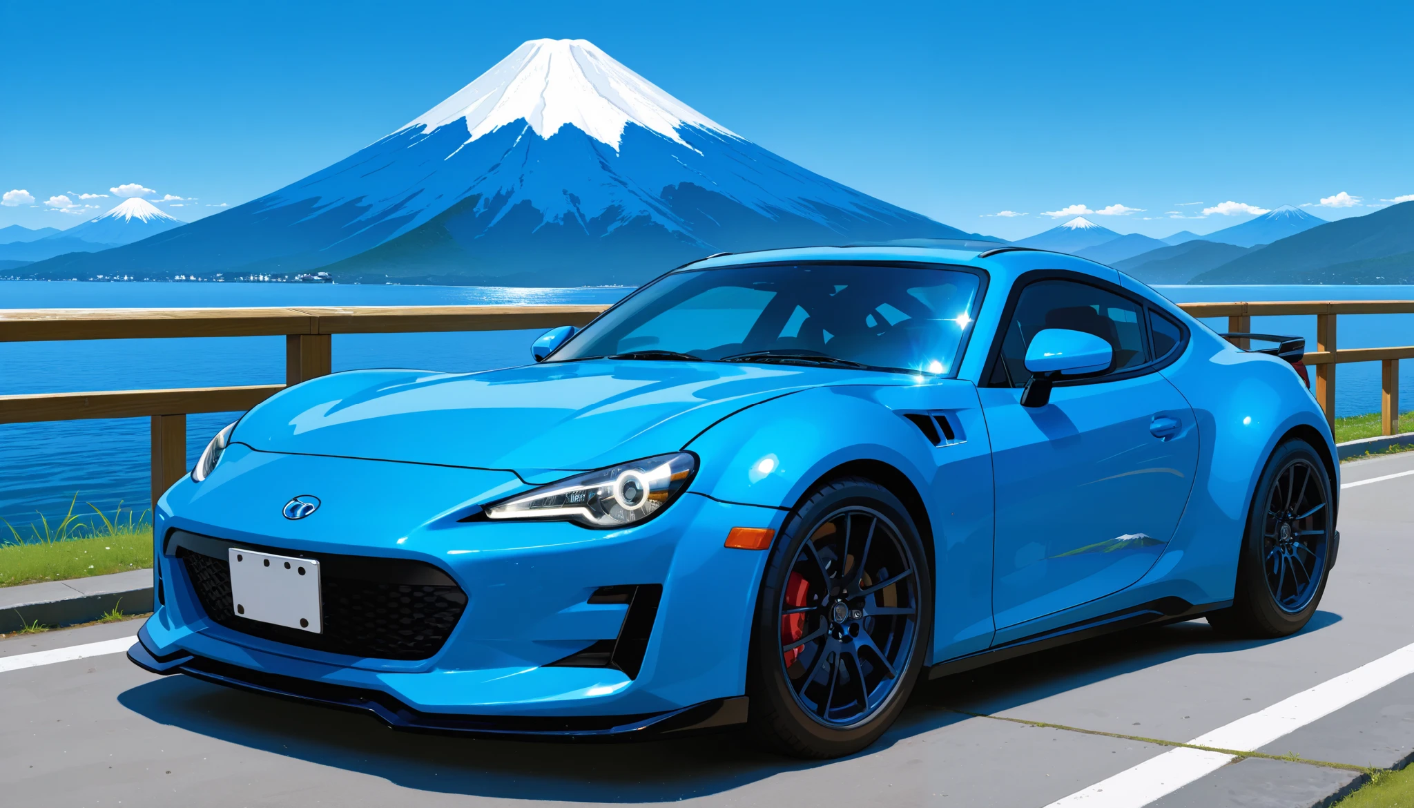 TOYOTA 86 with Japanese anime drawings、、Japanese woman、Spring Break 、Vacation、Mount Fuji