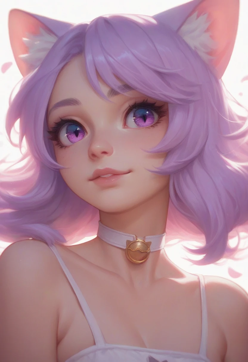 (masterpiece, best quality), 1girl, Peony Messy Bun with Floral Hair Comb, small breasts, <lora:1720834280012613853:0.8> Espeon, Purple hair, Forehead jewel, Animal ears, Purple eyes