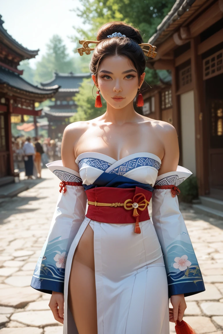 GEISHA- SEXY- LIFTED KIMONO- UPPER BODY- THICK THIGHS- TEMPLE- MEDIEVAL- SWORDS- WARRIOR- SEXY FACE- DETAILED HD- LOW FRAME - BEAUTIFUL- GARTER BELT- DETAILED CORCELET
